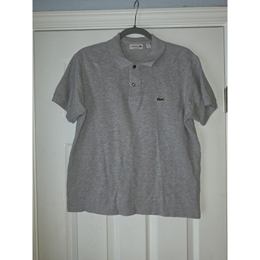 Lacoste Polo Men's L Gray Classic Fit Logo Short Sleeve Shirt F8455